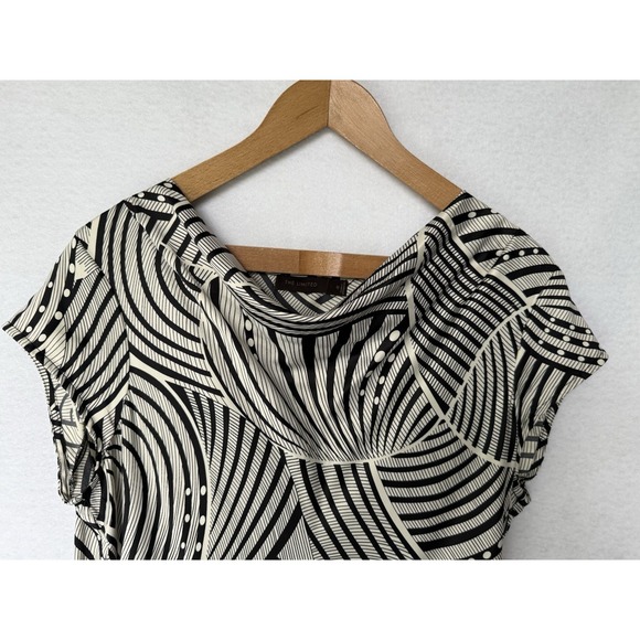 The Limited Womens Ladies Black White Cap Sleeve Knee Length Dress Size 12 - Picture 5 of 15